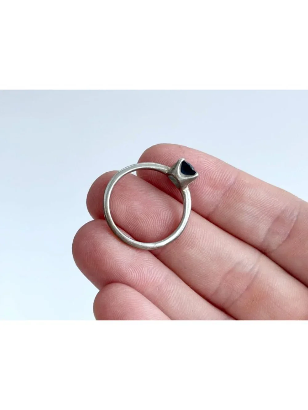 Kyanite Oval Cut Gemstone Minimalist Sterling Silver 925 Vintage Ring - sz 7.5